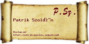 Patrik Szolón névjegykártya